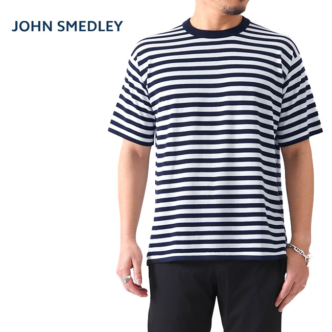 [SALE] JOHN SMEDLEY ジョンスメドレー 30G ボーダー クルーネック ニットTシャツ S4558