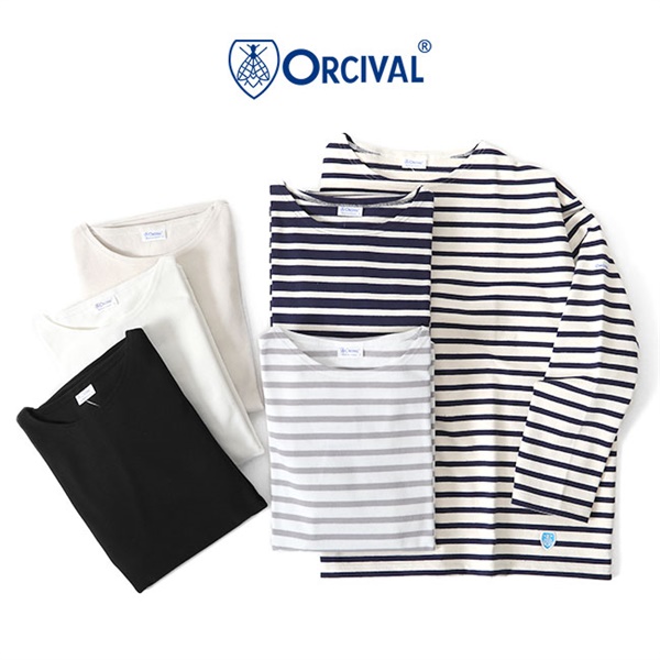 ORCIVAL オーシバル コットンロード ワイド ボートネック フレンチバスクシャツ B249